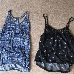 set of 3 blue tank top/crop top